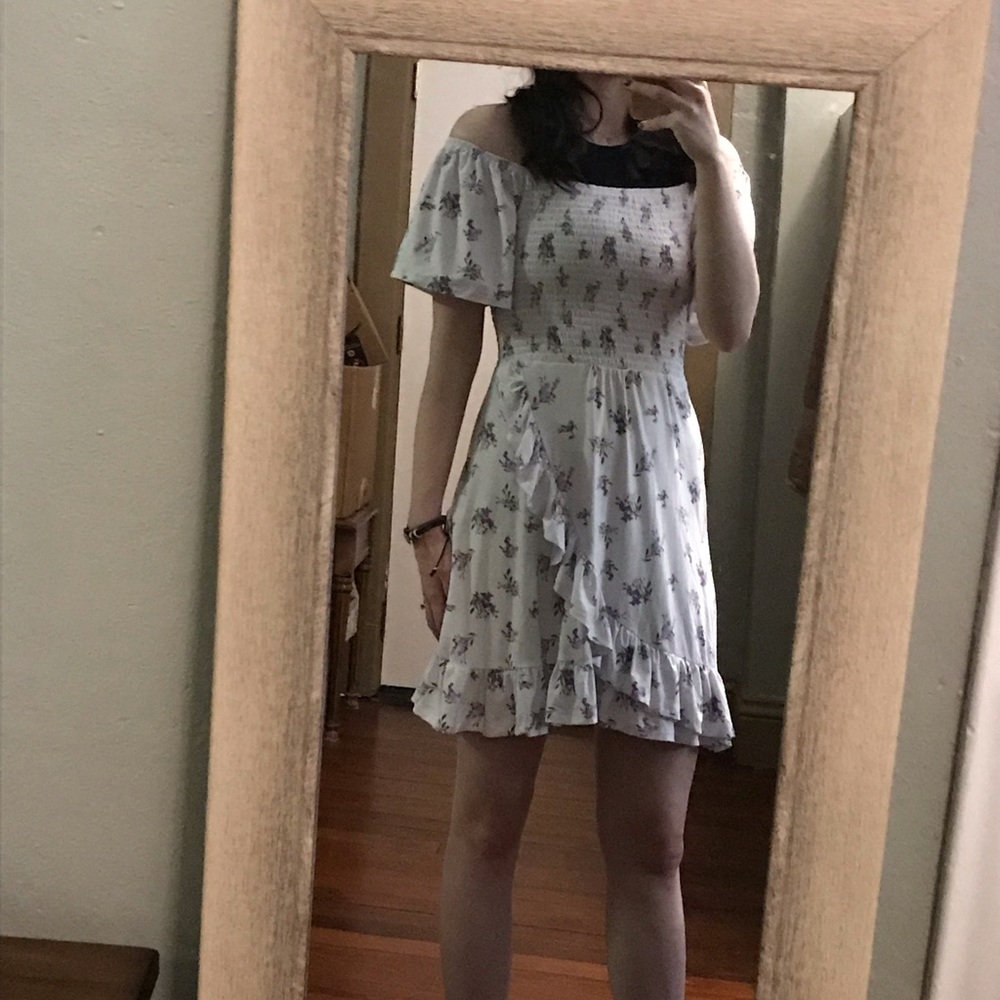 White rue21 floral dress with frills detailing